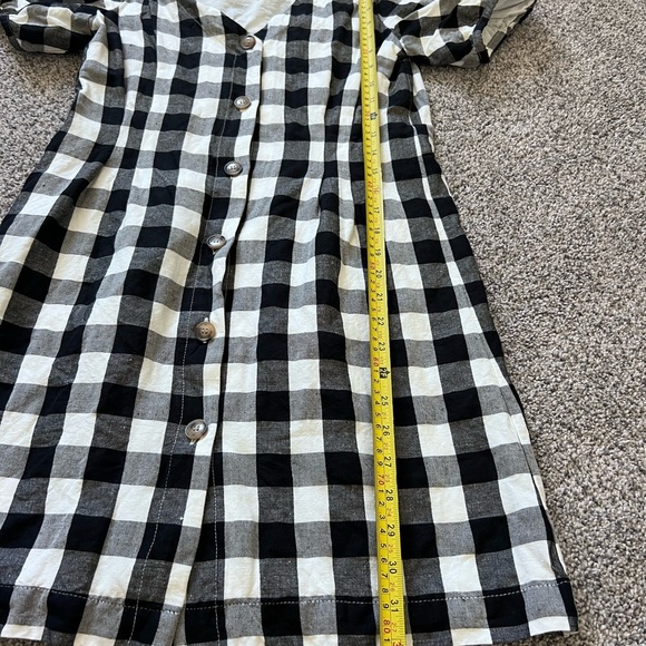 Ann Taylor LOFT Dress Size 2P Linen Blend Short Sleeve Lined Gingham V-Neck - Picture 7 of 11